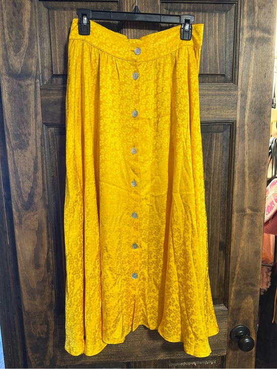 The Andamane Dresses & Skirts - Authentic Andamane Diletta Midi Skirt Yellow Floral Jacquard Button Front